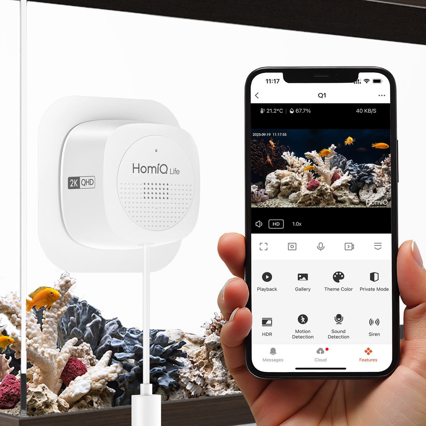 3MP 2K Window Camera,2.4GHz & 5GHz WiFi Indoor Cameras for Fish Bird and lizard Reptiles Security with Color Night Vision, Motion Detection with Auto-Focus,24/7 Recording,Easy & Quick Install Works with Alexa & Google Home