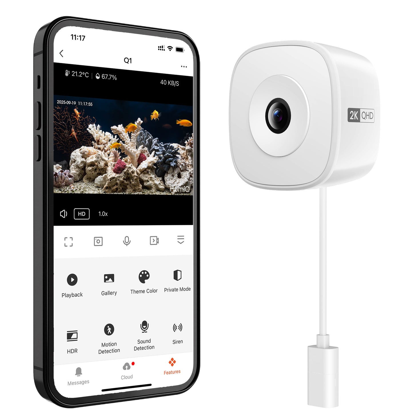 3MP 2K Window Camera,2.4GHz & 5GHz WiFi Indoor Cameras for Fish Bird and lizard Reptiles Security with Color Night Vision, Motion Detection with Auto-Focus,24/7 Recording,Easy & Quick Install Works with Alexa & Google Home