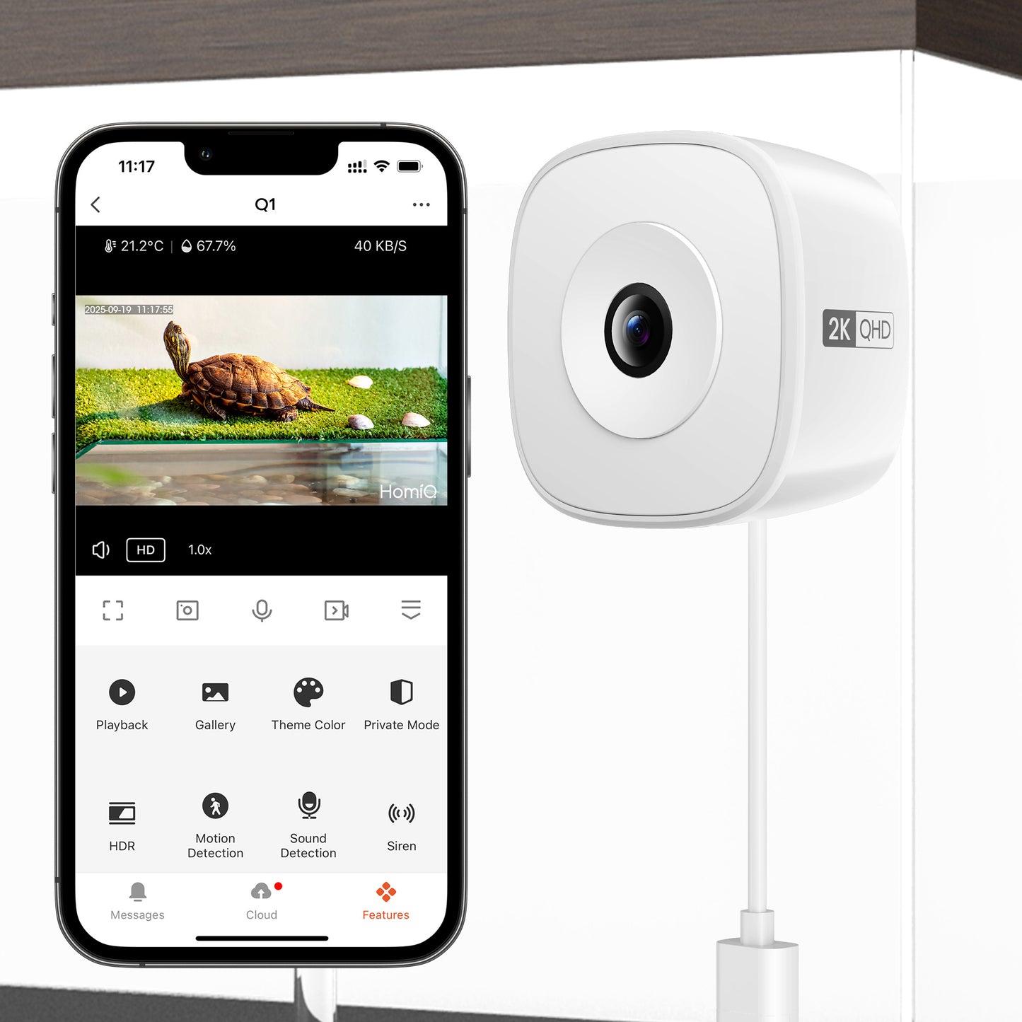 3MP 2K Window Camera,2.4GHz & 5GHz WiFi Indoor Cameras for Fish Bird and lizard Reptiles Security with Color Night Vision, Motion Detection with Auto-Focus,24/7 Recording,Easy & Quick Install Works with Alexa & Google Home