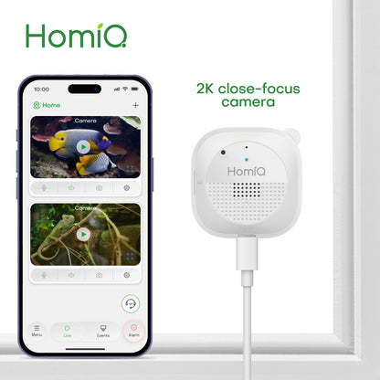 3MP 2K Window Camera, 2.4GHz & 5GHz WiFi Indoor Cameras for Fish Bird and lizard Reptiles Security with Color Night Vision, Motion Detection with Auto-Focus,24/7 Recording,Easy & Quick Install Works with Alexa & Google Home