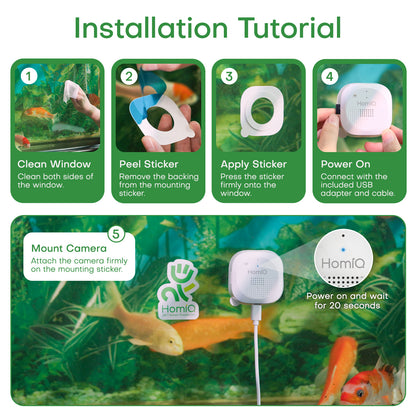3MP 2K Window Camera, 2.4GHz & 5GHz WiFi Indoor Cameras for Fish Bird and lizard Reptiles Security with Color Night Vision, Motion Detection with Auto-Focus,24/7 Recording,Easy & Quick Install Works with Alexa & Google Home