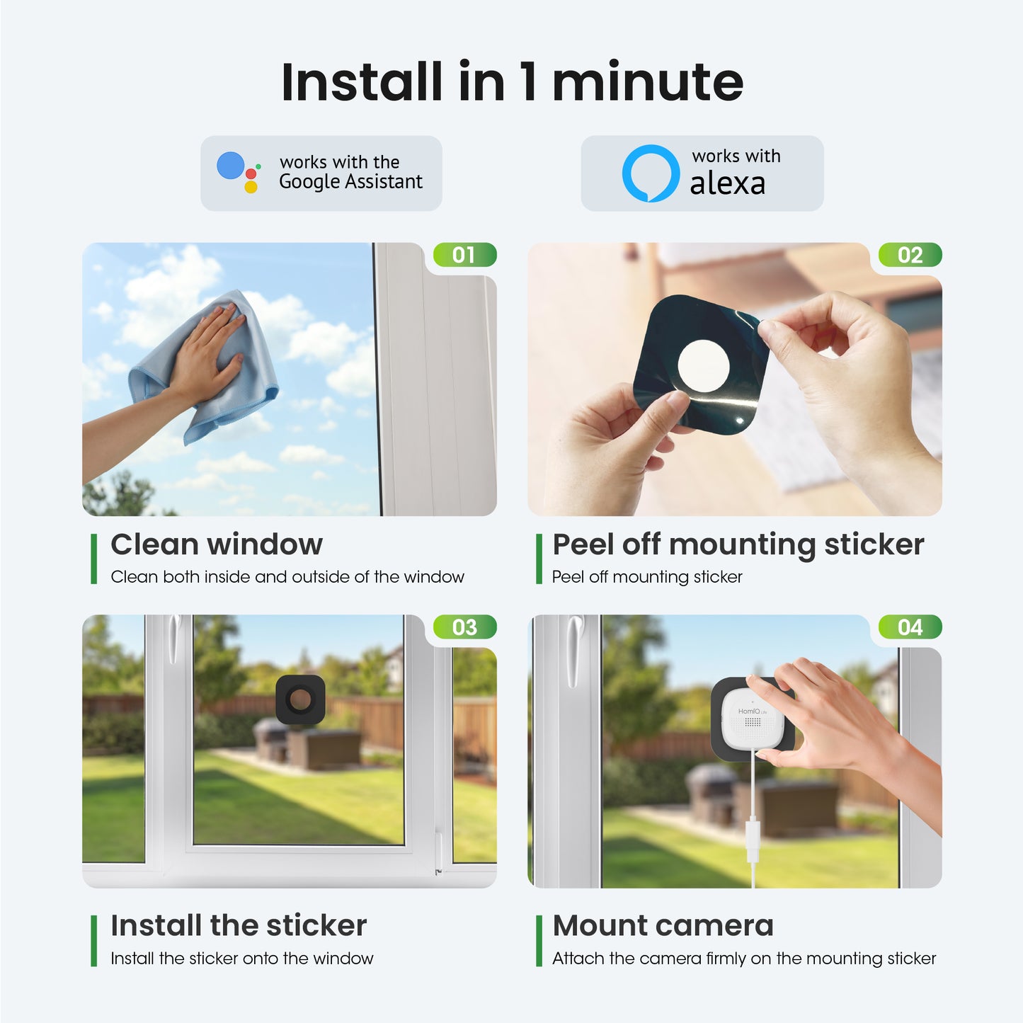 Window Security Camera 3MP 2K, Indoor WiFi Cameras 2.4GHz/5GHz with Colorvue AI Color Night Vision, Motion & Person Detection with Auto-Focus , Easy Installation, 24/7 Recording Works with Alexa & Google Home